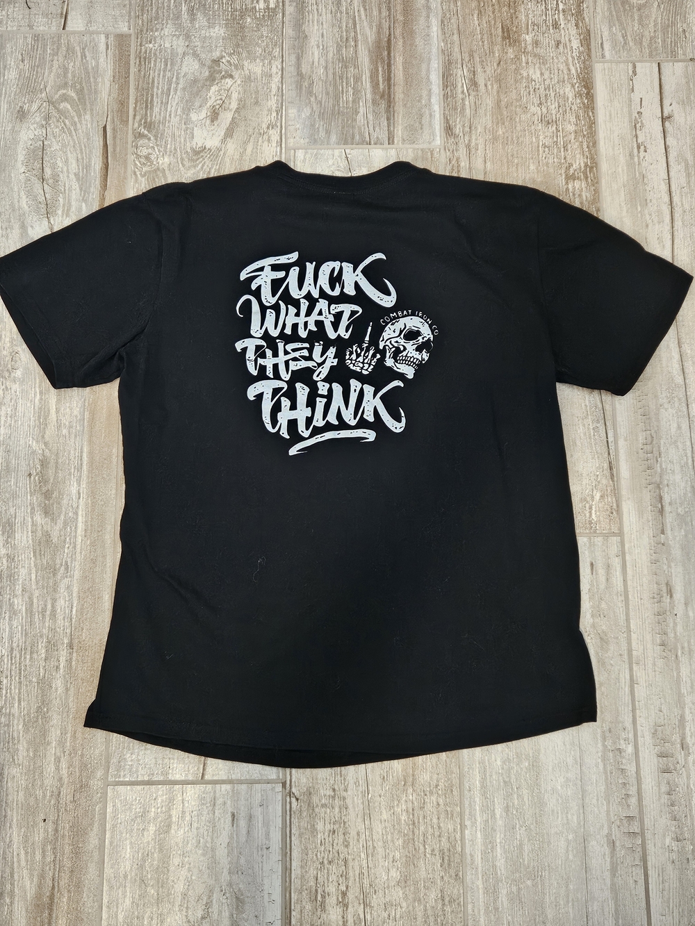 Black Graphic Tee with White Skull